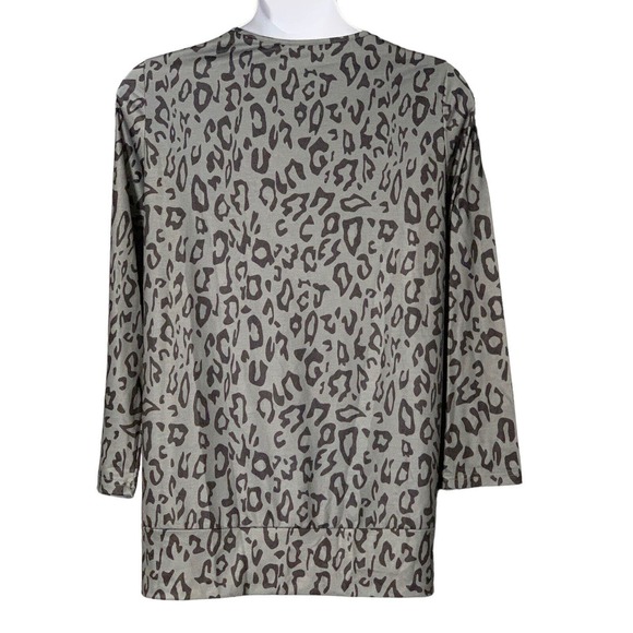 Leopard Print Tunic Long Top Lightweight Black Gray Jersey Fabric Plus 1XL NEW - Picture 7 of 9